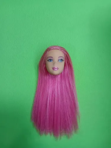 Cabeça Barbie Fada Original Cabelo Rosa