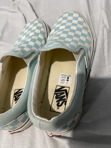 Tênis Vans xadrez azul papão