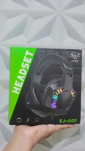 Headset Gamer Verde EJ-007 com LED RGB e Microfone (Novo na Caixa)