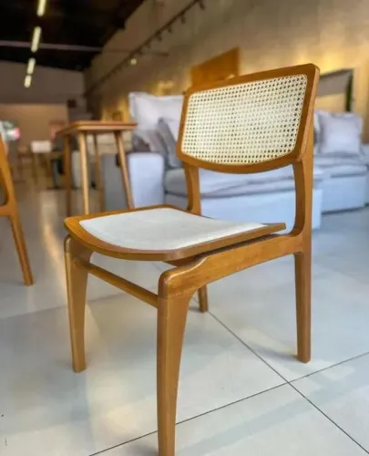 CADEIRA MADEIRA MACIÇA COM TELINHA PÉROLA ( Novo Direto da Fabrica )