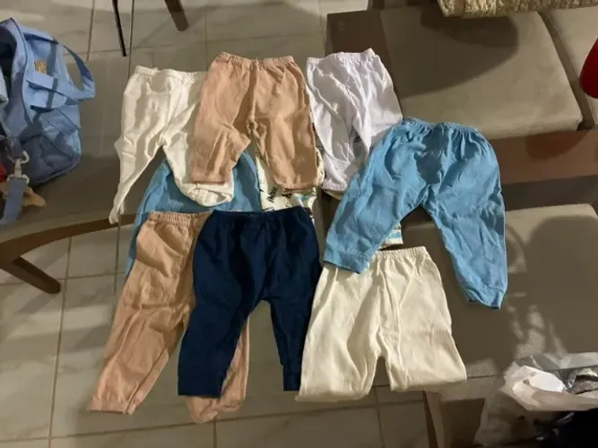 9 calças P 100% algodão bebê usadas