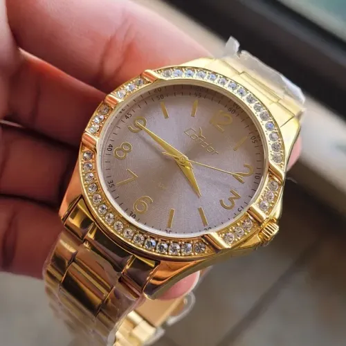 Relógio Condor Feminino Dourado Colar Brincos Co2035kus/k4c