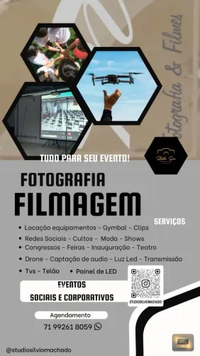 Drone, Fotografia, Filmagem, Transmissão e o  Telão - Aniversario - Casamentos - 15 anos 