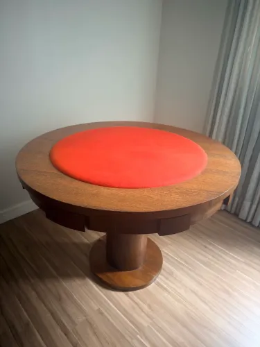Mesa de Carteado Redonda com Gavetas e Porta-copos