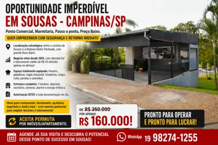 Ponto Comercial, Marmitaria, Passo o ponto, Preço Baixo.