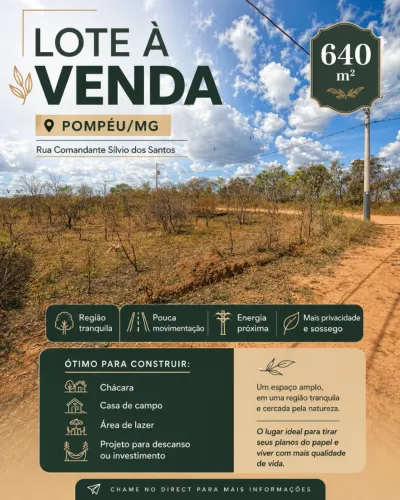 Terreno à venda em Pompéu/MG com 640m²