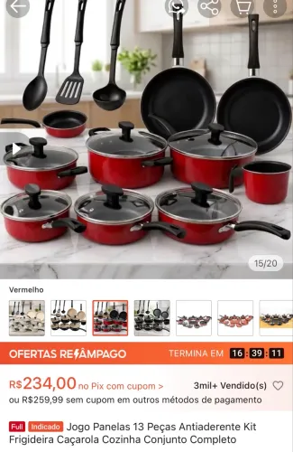 Panelas 13 peças antiaderente