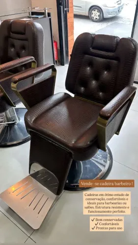 Cadeira de Barbeiro profissional de Couro estilo crocodilo