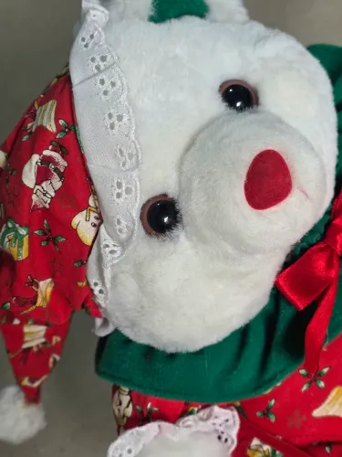 Urso de Pelúcia Natalino Vintage - Roupinha de Papai Noel / Boneco de Natal