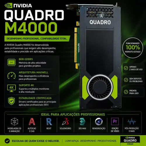 Placa de Vídeo NVidia M4000 Quadro