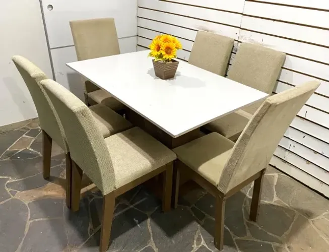 Mesa com tampo Mdf 1,20x80cm + 6 cadeiras Madesa