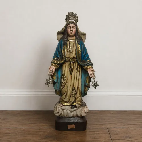 imagem de Nossa Senhora das Graças, estilo barroco, de madeira, 35 cm