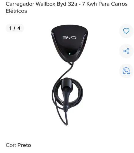 Carregador Wallbox Byd 32a - 7 Kwh Para Carros Elétricos