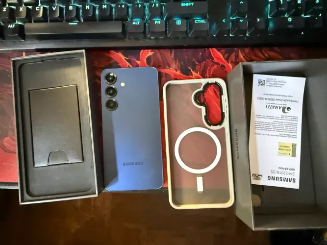 Samsung Galaxy S25 256GB Azul + Caixa + Capinha - Tela Impecável