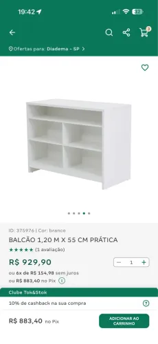 Balcão tok stok branco novo