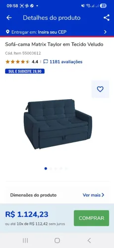 Sofá cama veludo (suede, não puxa fio)