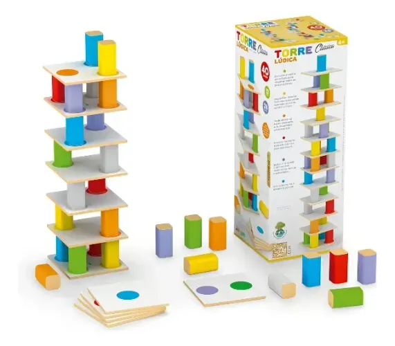 Jogo Educativo Torre Lúdica Clássica 28 Blocos Junges