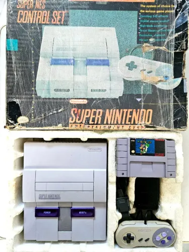 Snes Super Nintendo completo na caixa + mario world