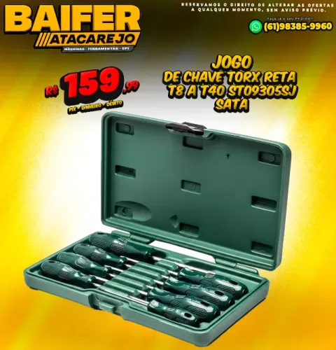Jogo de Chave Torx Reta T8 a T40 ST09305SJ Sata
