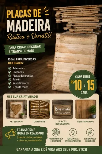 placas de madeira para criar, decorar e transforma