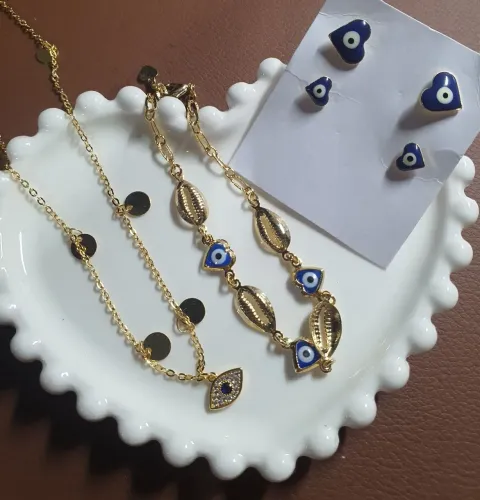 Conjunto de semijoias olho grego