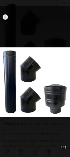 Kit tubo galvanizado 200mm lareira + 2 curvas 45g e chapéu.