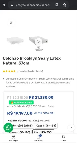 Cama + box Colchão americano Seally King size