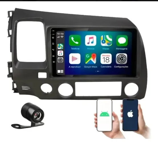 Central Multimídia New Civic 9 Pol Android Auto