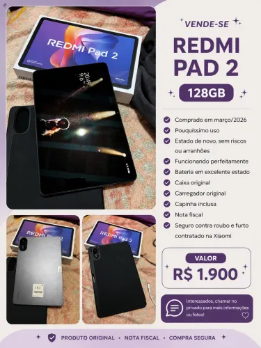 Redmi Pad 2 128GB Estado de Novo + Caixa e Acessórios