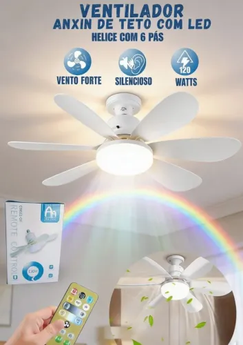 (NOVO LACRADO)VENTILADOR DE TETO COM LED 42CM 120W 220V