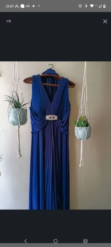 Vestido Longo Azul Marinho Festa - Elegante ( tamanho 48)- usado apenas 1 x