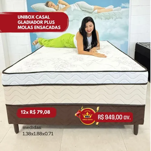 PROMOÇÃO URGENTE - Cama Unibox com MOLAS ENSACADAS Casal Gladiador Plus