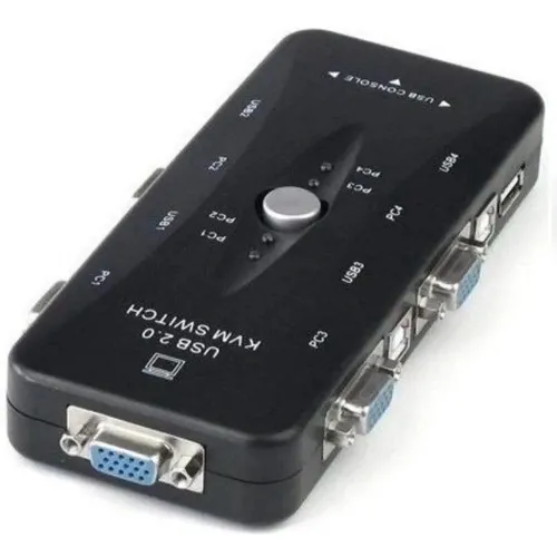 Chaveador Switch Kvm Vga 4 Pc Em 1 Monitor Mouse Teclado 4x1