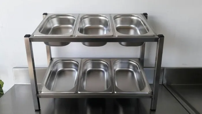 Condimentadora 100% em aço inox com GN de 1/6 - opcional de tampa