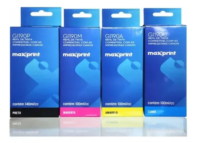Kit refil de tintas para impressora Canon g190 maxprint 