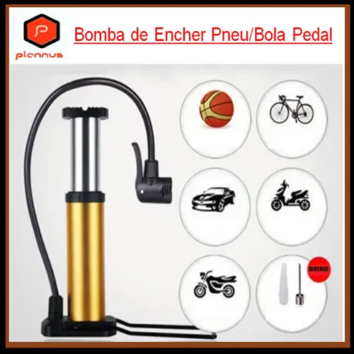 Bomba de Ar com Pedal para Encher Pneu De Bicicleta Bike Carro Moto Com Bicos z535