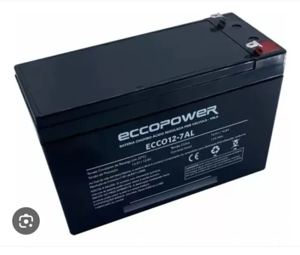 Bateria 12v 7ah Eccopower Selada Para Alarmes Cerca Elétrica.