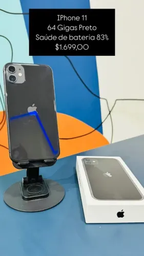 IPhone 11 na cor Preto 64Gb Saude de Bateria 83% Semi novo | Loja Física |