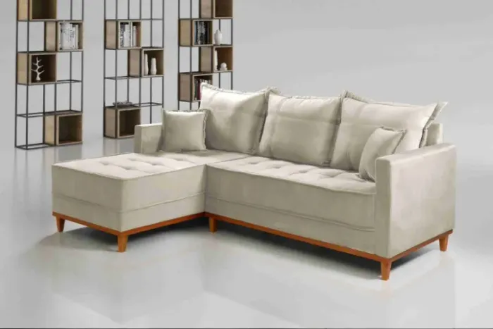 Conjunto Estofado Milão 2,30 cm  Módulo 2 Lugares + Chaise,  Pronta Entrega