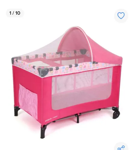 Novo Berço Cercadinho Cosco Happy Rosa novo com Mosquiteiro