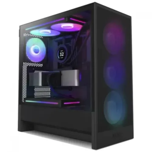 Gabinete Gamer NZXT H5 Flow RGB, Preto, Mid Tower, e-ATX, Sem Fonte, Com 4 Fans