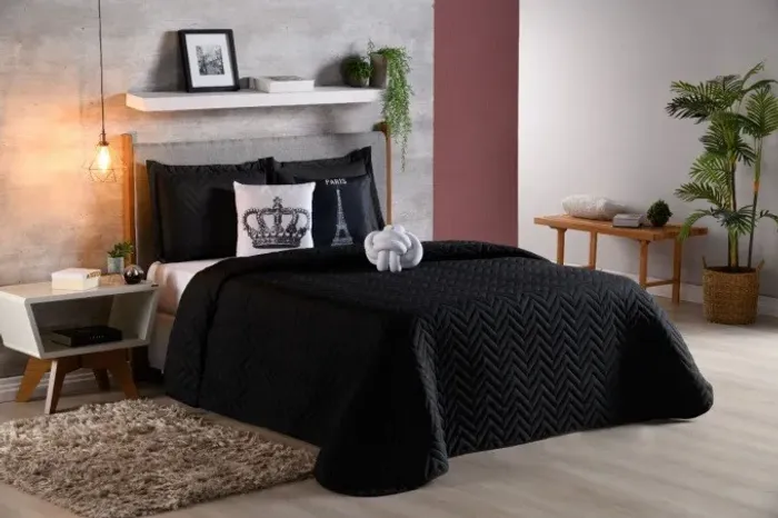 Cobre Leito Cama Preto