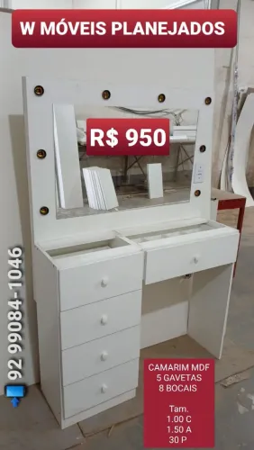 Camarim com Espelho e gavetas - Móveis novos de fábrica