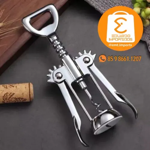 Saca Rolhas E Abridor De Garrafas 2 em 1 Inox KA-3636