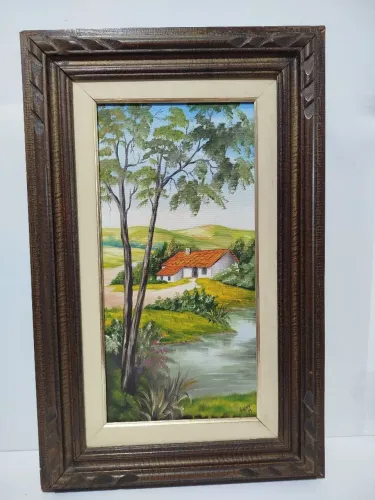 Quadro Antigo Óleo Sobre Tela 20x40 #3