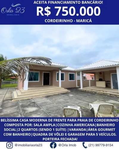 CORDEIRINHO, Orla 23 Imobiliária VENDE! Casa moderna c/ vista panorâmica para a praia