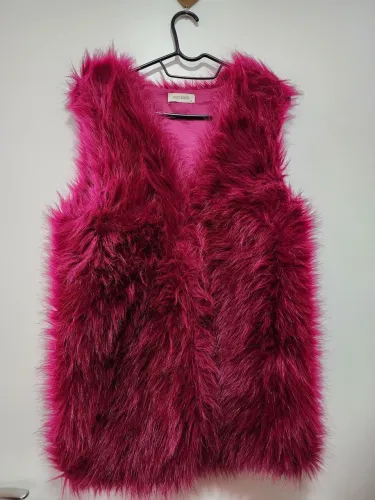 Colete de pelo rosa pink Fúcsia da Moca Bonita Tam.M 74cm