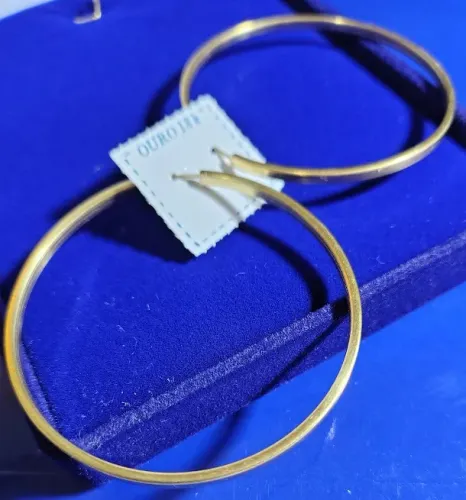 Argola Ouro Par Ouro 18 Kilates Peso 4.70 Gramas                             