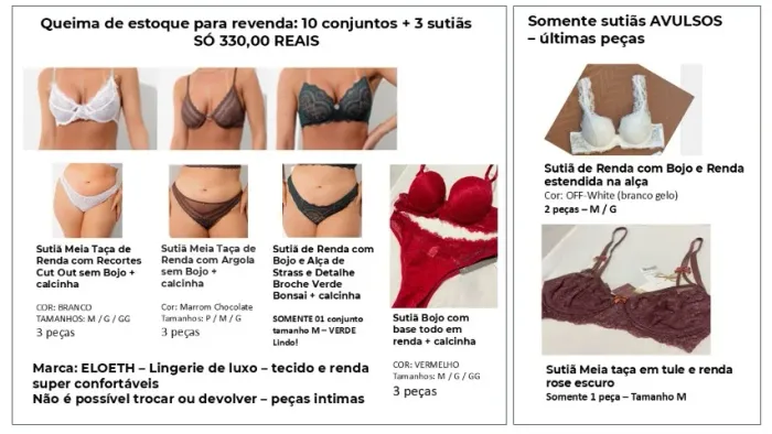 Lingerie para revenda - 23 peças - queima de estoque - oportunidade
