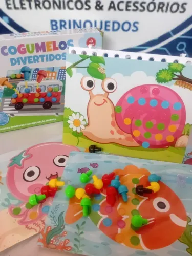 Tabuleiro Educativo 35 Peças Prego Pinos Cogumelo